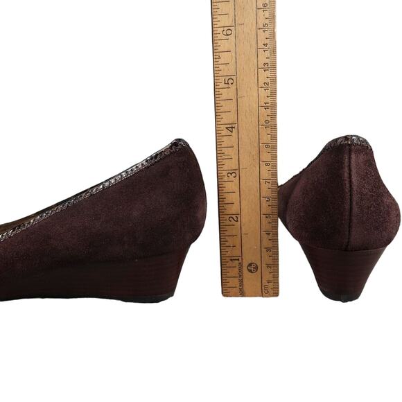 Michael Kors Shoes Women 8.5 Wedge Pump Leather Fashion Ballet Flat Brown Buckle - Picture 7 of 14